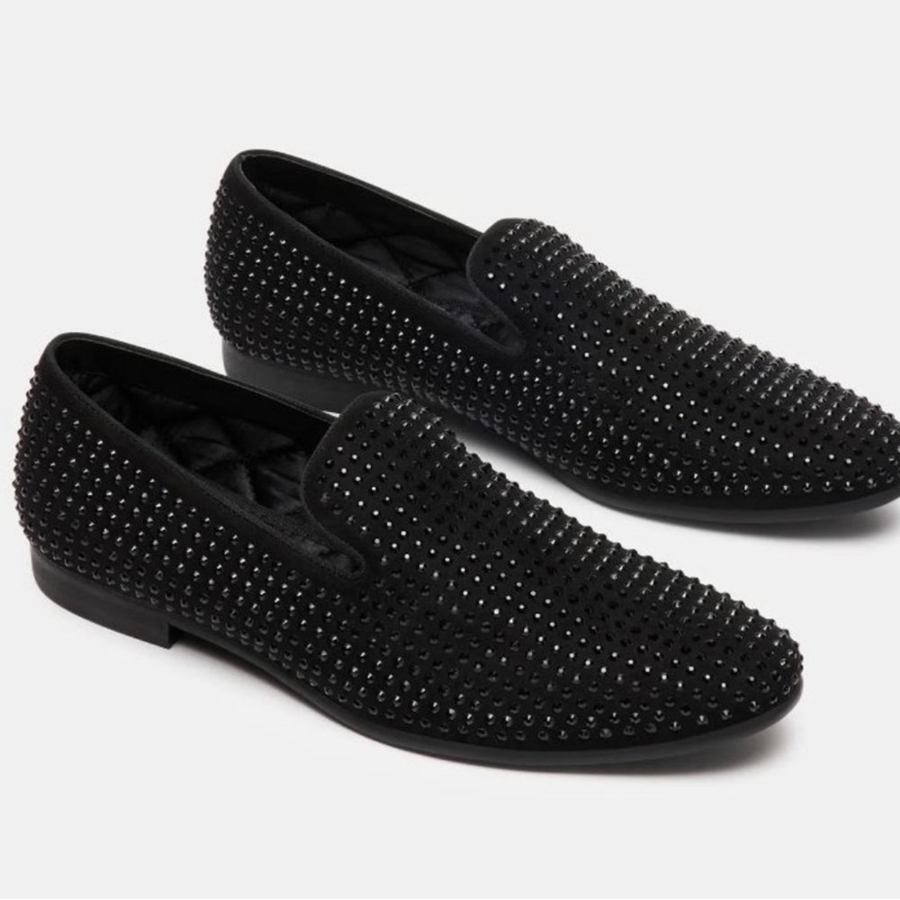 Men's Caviarr Rhinestone Smoking Slipper Steve Madden Loafer